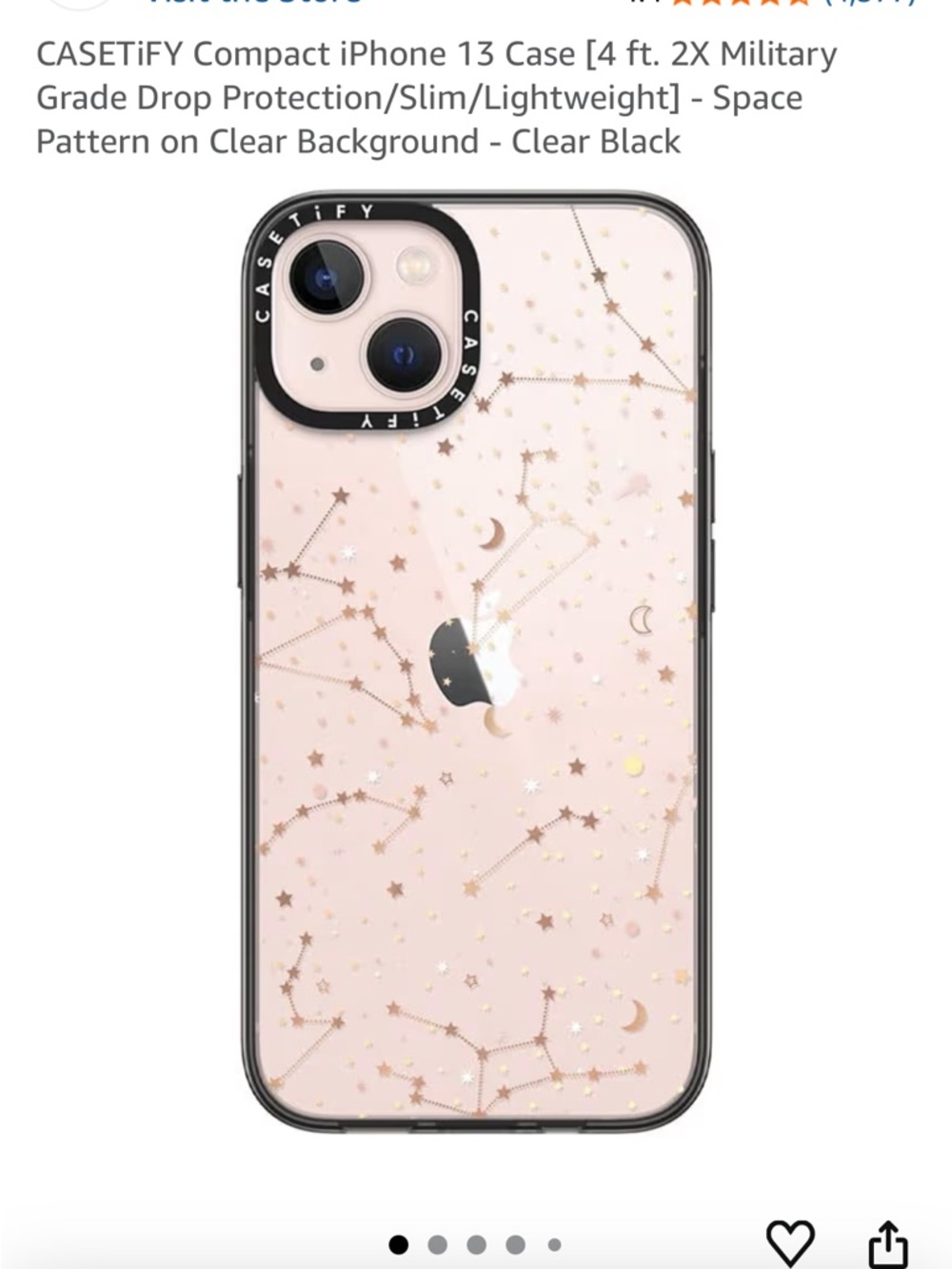 Casetify Clear Black Case with Rose Gold Constellation Star Pattern